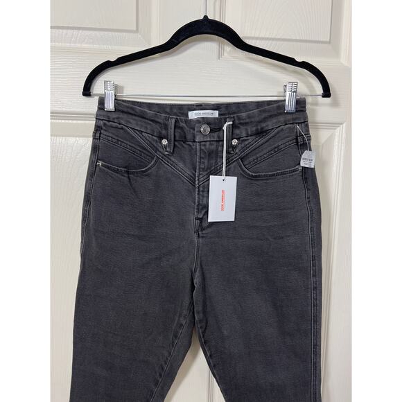 NWT Good American Good Curve Denim Skinny Leg High Waist Yoke Black 063 Jean - Picture 3 of 9